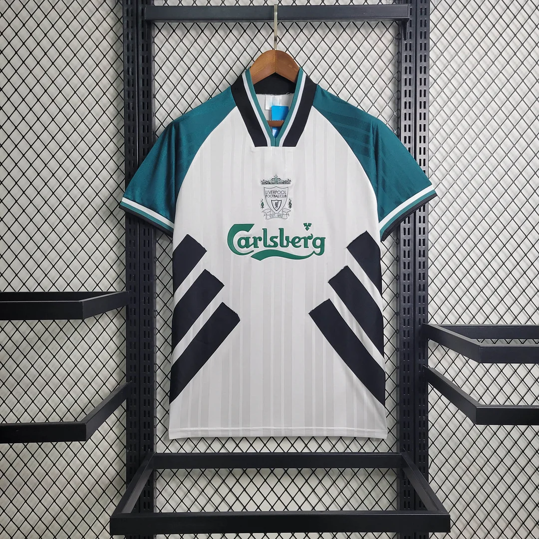 Retro 1993/95 Liverpool FC Udebane hvid grøn trøje